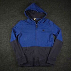 Burberry Brit Men's Blue Navy Logo Colorblock Zip Up Hoodie Sweatshirt Size S